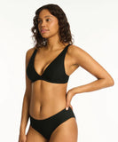 Sea Level Honeycomb Longline Underwire Bra - Black