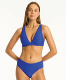 Sea Level Honeycomb Longline Underwire Bra - Cobalt