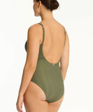 Sea Level Caracus Scoop Back Panel Line One Piece - Khaki