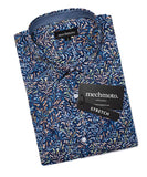 Mechmoto Stretch Autumn Leaf Print Long Sleeve Shirt - Blue