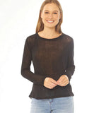 Leila + Luca Staple Long Sleeve Mesh Top - Black