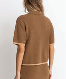 Rhythm Joni Short Sleeve Knit Shirt - Chocolate