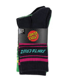 Santa Cruz Multi Strip Boys Crew Socks 3Pk - Off Black - Light Green - Black