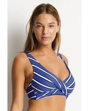 Sea Level Voyage Cross Front Multifiit Bra Top - Amalfi Blue