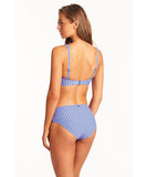 Sea Level Checkmate Mid Bikini Pant - Cobalt