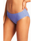 Sea Level Checkmate Mid Bikini Pant - Cobalt