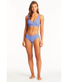 Sea Level Checkmate Mid Bikini Pant - Cobalt