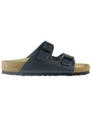 Neckermann N2618 Unisex Sandals in Black with Black Buckles front view showing the timeless open toe twin strap configuration and matte black adjustable hardware buckle layout, sold by Point Break Cambridge local family surf shop at 63 Duke street.