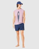 Oakley Beach Volley 16 inch Beachshort in Abyss blue front view showing the comfortable elastic waistband adjustment drawcord and subtle lower leg brand logo detail, sold by Point Break Cambridge local family surf shop at 63 Duke street.