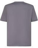 Oakley Dual Oakley B1B Logo Tee in Uniform Grey back view showing the relaxed straight silhouette drape and premium structural shoulder panel seam stitching layout, sold by Point Break Cambridge local family surf shop at 63 Duke street.