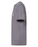 Oakley Dual Oakley B1B Logo Tee in Uniform Grey side profile view showing the comfortable casual short sleeve length and clean flat-stitched lower hemline structure, sold by Point Break Cambridge local family surf shop at 63 Duke street.