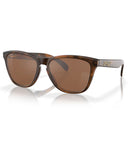 Oakley Frogskins Sunglasses in Matte Brown Tortoise front view showing the iconic 1980s lifestyle frame layout keyhole bridge and premium contrast-enhancing Prizm Tungsten lenses, sold by Point Break Cambridge local family surf shop at 63 Duke street.