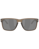 Oakley Holbrook XL Sunglasses in Matte Brown Smoke translucent frame front view showing the scaled up square lifestyle layout metallic rivets and premium glare-reducing Prizm Black Polarized lenses, sold by Point Break Cambridge local family surf shop at 63 Duke street.