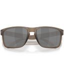 Oakley Holbrook XL Sunglasses in Matte Brown Smoke translucent frame front view showing the scaled up square lifestyle layout metallic rivets and premium glare-reducing Prizm Black Polarized lenses, sold by Point Break Cambridge local family surf shop at 63 Duke street.