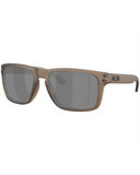 Oakley Holbrook XL Sunglasses in Matte Brown Smoke translucent frame front view showing the scaled up square lifestyle layout metallic rivets and premium glare-reducing Prizm Black Polarized lenses, sold by Point Break Cambridge local family surf shop at 63 Duke street.