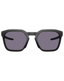Oakley HSTN SQ 2.0 Sunglasses in Matte Black front view showing the progressive geometric square lifestyle frame layout modern lenses and premium color-tuning Prizm Grey lenses, sold by Point Break Cambridge local family surf shop at 63 Duke street.