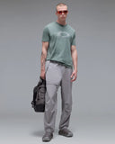 Oakley Lunar Ellipse Tee in Aviator Green olive front view showing the comfortable ribbed crew neck and custom celestial Lunar Ellipse chest graphic logo layout, sold by Point Break Cambridge local family surf shop at 63 Duke street.