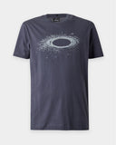 Oakley Lunar Ellipse Tee in Graphite grey front view showing the comfortable ribbed crew neck and custom celestial Lunar Ellipse chest graphic logo layout, sold by Point Break Cambridge local family surf shop at 63 Duke street.