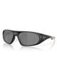 Oakley Neoforma Sunglasses in Matte Black front view showing the high-wrap oval O Matter frame layout and premium color-tuning Prizm Black lenses, sold by Point Break Cambridge local family surf shop at 63 Duke street.