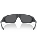 Oakley Neoforma Sunglasses in Polished Carbon back view showing the wrap-around interior frame architecture contour lines and precise Three-Point Fit alignment, sold by Point Break Cambridge local family surf shop at 63 Duke street.