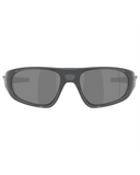 Oakley Neoforma Sunglasses in Polished Carbon front view showing the high-wrap oval O Matter frame layout and premium color-tuning Prizm Black lenses, sold by Point Break Cambridge local family surf shop at 63 Duke street.