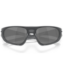 Oakley Neoforma Sunglasses in Polished Carbon front view showing the high-wrap oval O Matter frame layout and premium color-tuning Prizm Black lenses, sold by Point Break Cambridge local family surf shop at 63 Duke street.