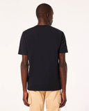 Oakley Relax Tee 2.0 in Blackout matte black back view showing the relaxed straight silhouette drape and premium structural shoulder panel seam stitching layout, sold by Point Break Cambridge local family surf shop at 63 Duke street.