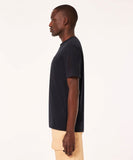 Oakley Relax Tee 2.0 in Blackout matte black side profile view showing the comfortable casual short sleeve length and clean flat-stitched lower hemline structure, sold by Point Break Cambridge local family surf shop at 63 Duke street.