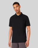 Oakley Relax Urban Polo Shirt in Blackout front view showing the short sleeve profile and tonal embroidered chest logo, sold by Point Break Cambridge local family surf shop at 63 Duke street.