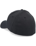 Oakley Tincan Cap in Black and Graphic Camo back view showing the closed stretch fit rear panels and camo pattern, sold by Point Break Cambridge local family surf shop at 63 Duke street.