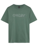 Oakley Wire B1B Tee in Aviator Green olive front view showing the comfortable ribbed crew neck and custom wire B1B chest graphic logo layout, sold by Point Break Cambridge local family surf shop at 63 Duke street.File Name: oakley-wire-b1b-tee-aviator-green-front-point-break-cambridge