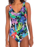 Togs Hermes V Neck Plunge One Piece Swimsuit - Multi