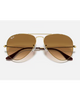 Ray-Ban Aviator Gradient Sunglasses in Polished Arista Gold front view showing the iconic teardrop wire metal frame layout double bridge architecture and premium Light Brown Gradient mineral glass lenses, sold by Point Break Cambridge local family surf shop at 63 Duke street.