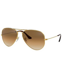 Ray-Ban Aviator Gradient Sunglasses in Polished Arista Gold front view showing the iconic teardrop wire metal frame layout double bridge architecture and premium Light Brown Gradient mineral glass lenses, sold by Point Break Cambridge local family surf shop at 63 Duke street.