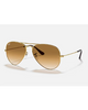 Ray-Ban Aviator Gradient Sunglasses in Polished Arista Gold front view showing the iconic teardrop wire metal frame layout double bridge architecture and premium Light Brown Gradient mineral glass lenses, sold by Point Break Cambridge local family surf shop at 63 Duke street.