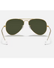 Ray-Ban Aviator Sunglasses in Polished Arista Gold back view showing the smooth minimalist gold metal frame architecture adjustable crystal nose pads and clear temple ear tip sleeves, sold by Point Break Cambridge local family surf shop at 63 Duke street.