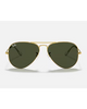 Ray-Ban Aviator Sunglasses in Polished Arista Gold front view showing the iconic teardrop wire metal frame layout double bridge architecture and premium optical clarity G-15 Green mineral glass lenses, sold by Point Break Cambridge local family surf shop at 63 Duke street.