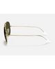Ray-Ban Aviator Sunglasses in Polished Arista Gold side profile view highlighting the ultra thin lightweight temple arms and subtle laser engraved classic script Ray-Ban brand signature on the lens border, sold by Point Break Cambridge local family surf shop at 63 Duke street.