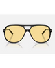 Ray-Ban Bill Summer Capsule Sunglasses in Polished Black front view showing the bold teardrop aviator lifestyle frame layout smooth bridge architecture and premium high-contrast Yellow tint capsule lenses, sold by Point Break Cambridge local family surf shop at 63 Duke street.