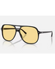 Ray-Ban Bill Summer Capsule Sunglasses in Polished Black front view showing the bold teardrop aviator lifestyle frame layout smooth bridge architecture and premium high-contrast Yellow tint capsule lenses, sold by Point Break Cambridge local family surf shop at 63 Duke street.