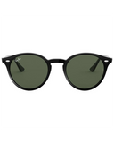 Ray-Ban Sunglasses in Black front view showing the elegant acetate frame layout metallic rivets and premium optical clarity Dark Green mineral glass lenses, sold by Point Break Cambridge local family surf shop at 63 Duke street.