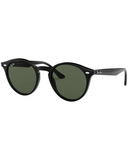 Ray-Ban Sunglasses in Black front view showing the elegant acetate frame layout metallic rivets and premium optical clarity Dark Green mineral glass lenses, sold by Point Break Cambridge local family surf shop at 63 Duke street.