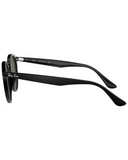 Ray-Ban Sunglasses in Black side profile view highlighting the comfortable contoured temple arm taper and iconic classic script raised silver Ray-Ban brand logo detailing, sold by Point Break Cambridge local family surf shop at 63 Duke street.