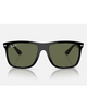 Ray-Ban Boyfriend Two Sunglasses in Polished Black front view showing the bold oversized masculine lifestyle frame layout metallic rivets and premium glare-reducing Green Polarized mineral glass lenses, sold by Point Break Cambridge local family surf shop at 63 Duke street.