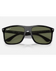Ray-Ban Boyfriend Two Sunglasses in Polished Black front view showing the bold oversized masculine lifestyle frame layout metallic rivets and premium glare-reducing Green Polarized mineral glass lenses, sold by Point Break Cambridge local family surf shop at 63 Duke street.