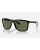 Ray-Ban Boyfriend Two Sunglasses in Polished Black front view showing the bold oversized masculine lifestyle frame layout metallic rivets and premium glare-reducing Green Polarized mineral glass lenses, sold by Point Break Cambridge local family surf shop at 63 Duke street.