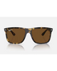 Ray-Ban Boyfriend Two Sunglasses in Polished Havana tortoiseshell front view showing the bold oversized masculine lifestyle frame layout metallic rivets and premium glare-reducing Brown Polarized mineral glass lenses, sold by Point Break Cambridge local family surf shop at 63 Duke street.