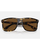 Ray-Ban Boyfriend Two Sunglasses in Polished Havana tortoiseshell front view showing the bold oversized masculine lifestyle frame layout metallic rivets and premium glare-reducing Brown Polarized mineral glass lenses, sold by Point Break Cambridge local family surf shop at 63 Duke street.