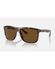 Ray-Ban Boyfriend Two Sunglasses in Polished Havana tortoiseshell front view showing the bold oversized masculine lifestyle frame layout metallic rivets and premium glare-reducing Brown Polarized mineral glass lenses, sold by Point Break Cambridge local family surf shop at 63 Duke street.