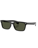 Ray-Ban Brunel Sunglasses in Polished Black front view showing the clean rectangular lifestyle frame layout flat brow line and premium optical clarity G-15 Green mineral glass lenses, sold by Point Break Cambridge local family surf shop at 63 Duke street.